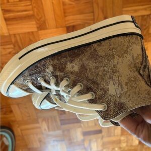 🌻SOLD🌻 Brown and Cream Metallic High-Top Converse Sneakers